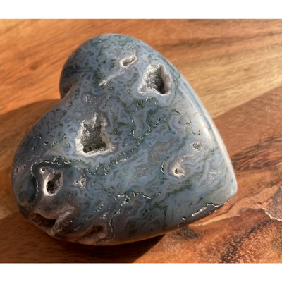 Blue Moss Agate Heart - Maganda Creations