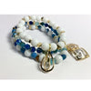 Women’s white jade & blue banded agate bracelet stack - Maganda Creations 