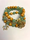 Women’s sea green jade and natural wood bracelet - Maganda Creations