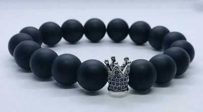 Matte onyx with crystal crown bead. - Maganda Creations